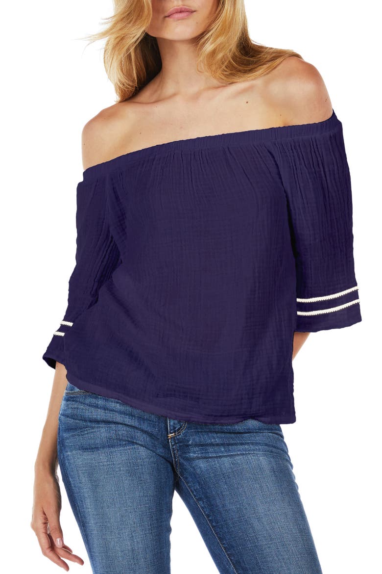 Double Gauze Off the Shoulder Top, Main, color, PASSPORT