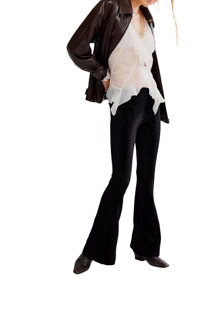 Free People Penny Flare Velvet Pants, Alternate, color, Black