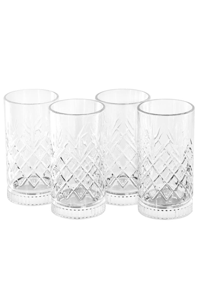 Gibson Home 4 Piece 16 Ounce Diamond Embossed Glass Tumbler Set, Main, color, Clear