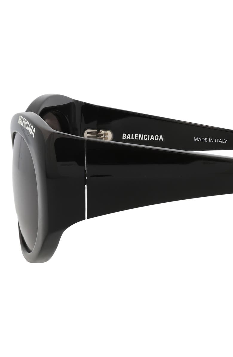 Balenciaga 57mm Round Sunglasses, Alternate, color, Black Black Grey