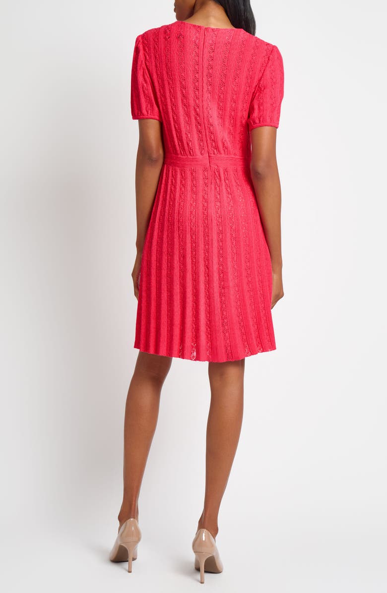 Ming Wang Fit & Flare Pointelle Stitch Dress, Alternate, color, Vibrant Fuchsia