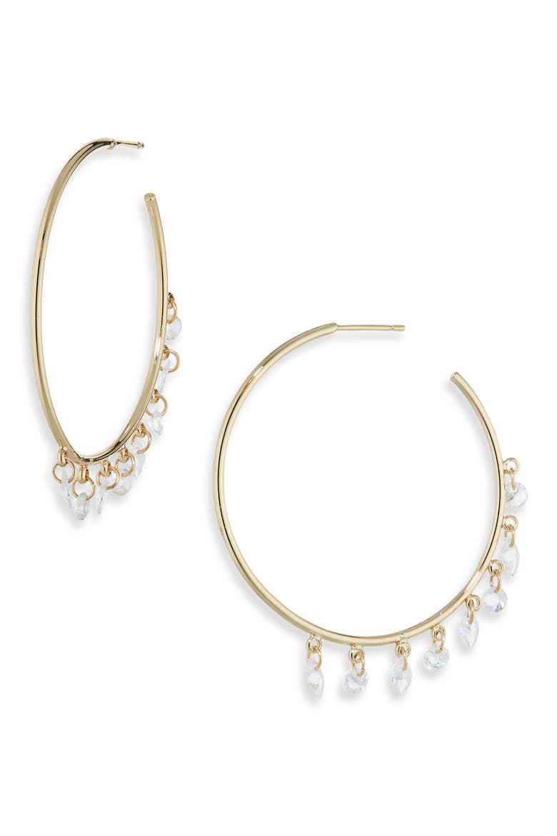 Cubic Zirconia Hoop Earrings, Main, color, CLEAR- GOLD