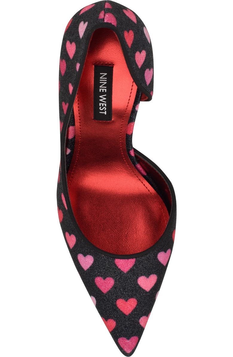 Nine West Folowe Half d'Orsay Pump, Alternate, color, Black With Pink Hearts