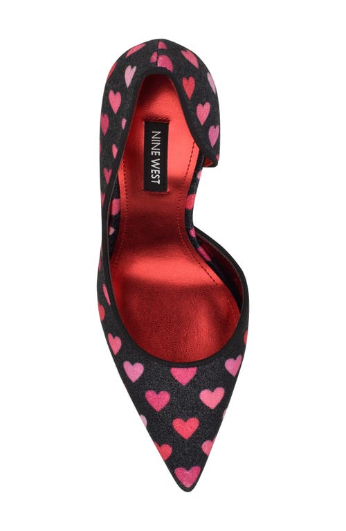 Nine West Folowe Pump In Black With Pink Hearts