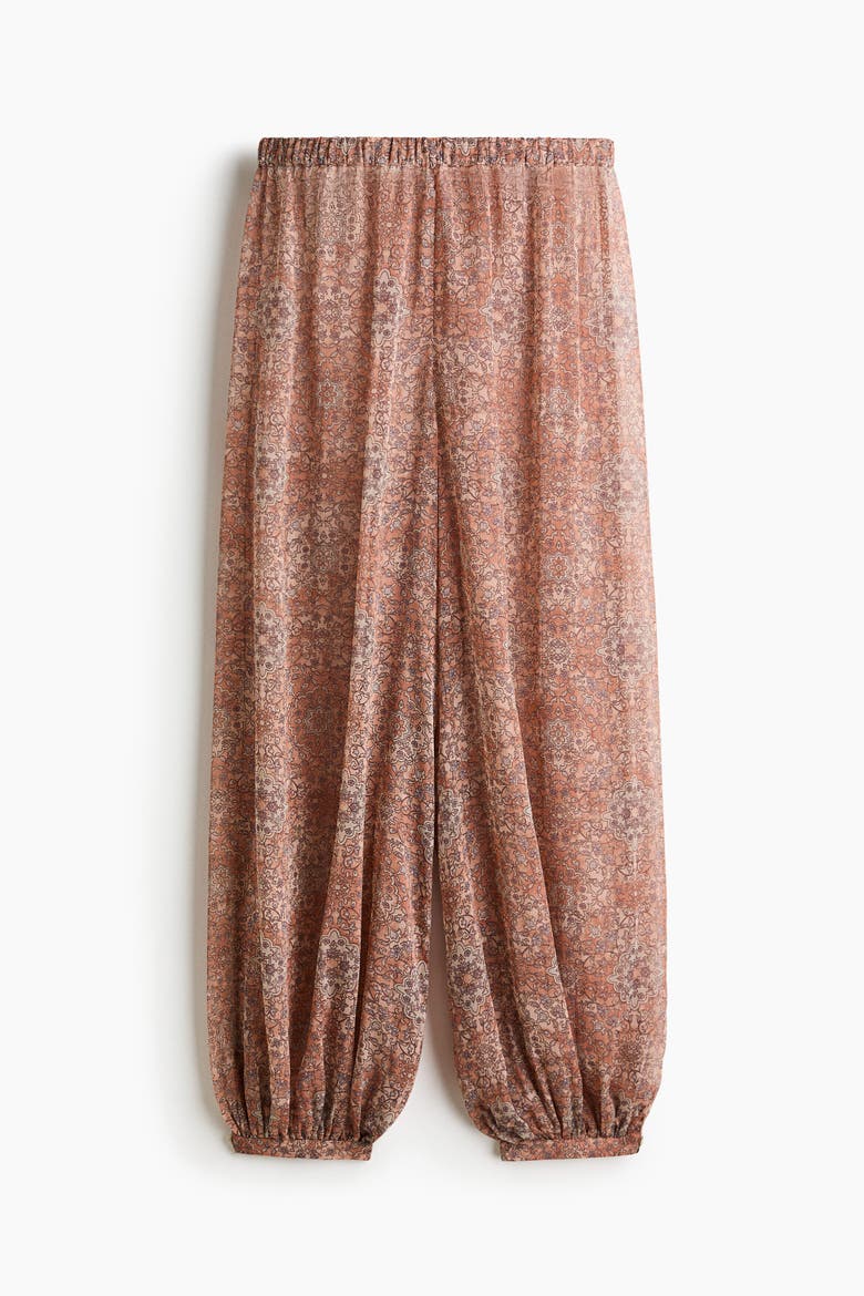 Balloon-leg Pull-on Trousers, Main, color, Light pink/floral