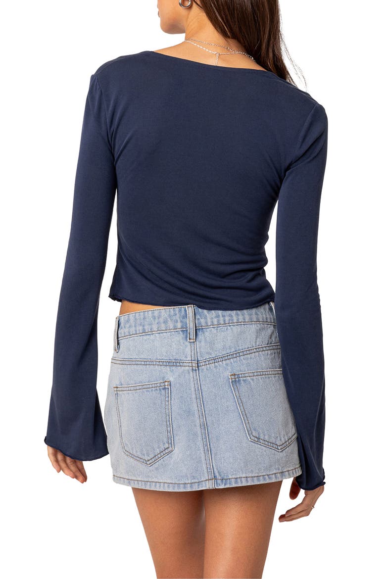 Maxine Twist Split Front Top, Alternate, color, NAVY