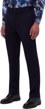 Bugatchi Slim Tailored Fit Flat Front Soft Touch Knit Dress Pants