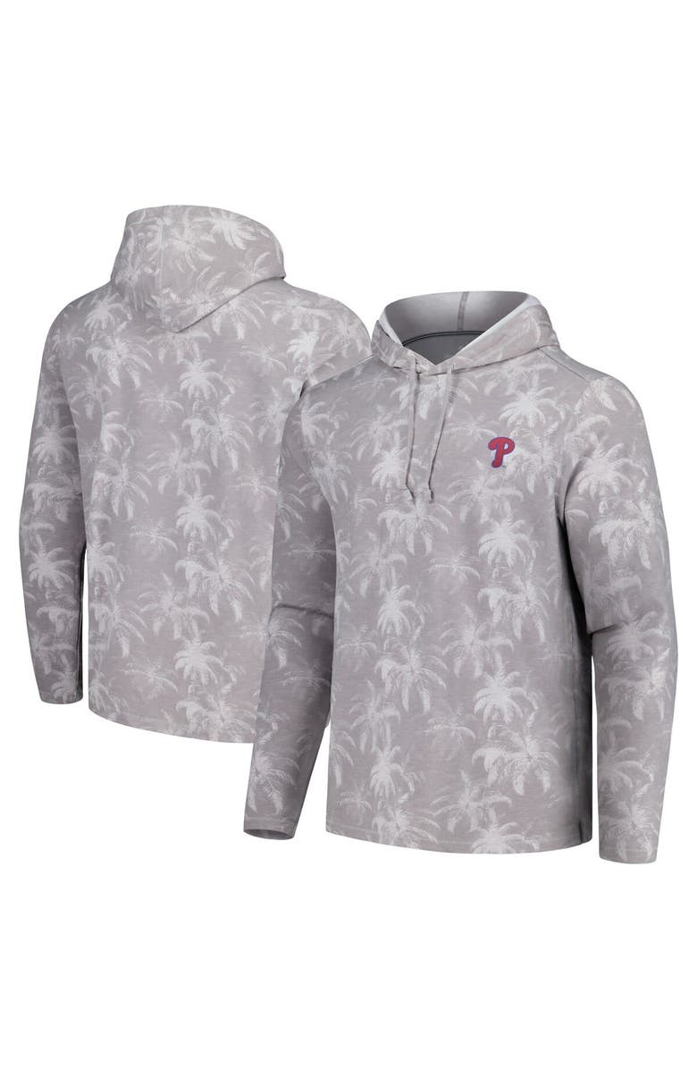 Tommy Bahama Men's Tommy Bahama Gray Philadelphia Phillies Palm Frenzy Hoodie Long Sleeve T-Shirt, Main, color, 