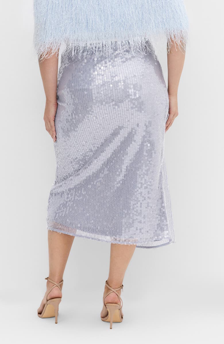 City Chic Sequin Midi Skirt, Alternate, color, Sky Blue