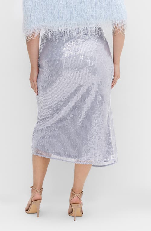 City Chic Sequin Midi Skirt In Silver