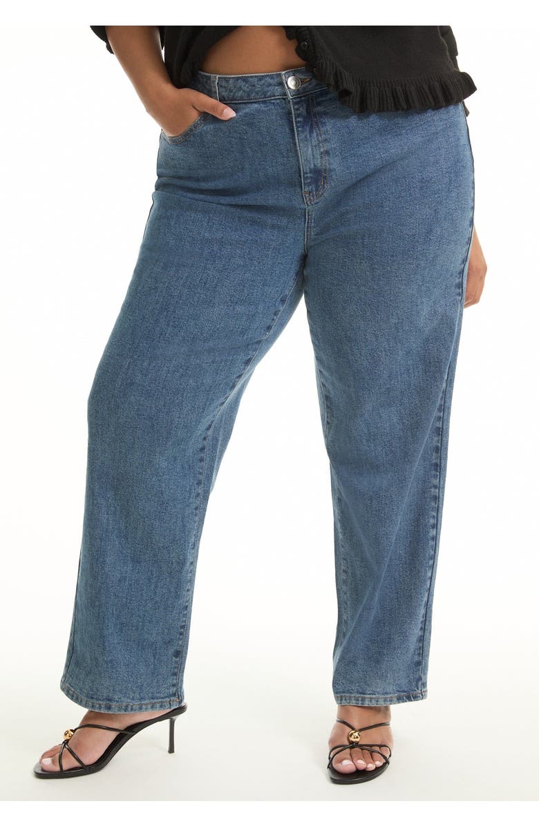 June + Vie Curvie-Fit High-Rise Straight-Leg Stretch Jeans, Alternate, color, Vintage Medium Wash