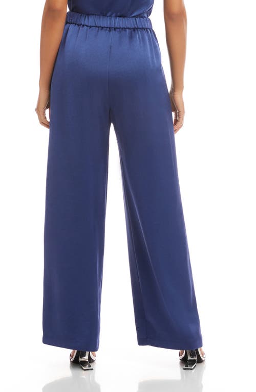 Fifteen Twenty Sofi Satin Wide Leg Pants In Blue