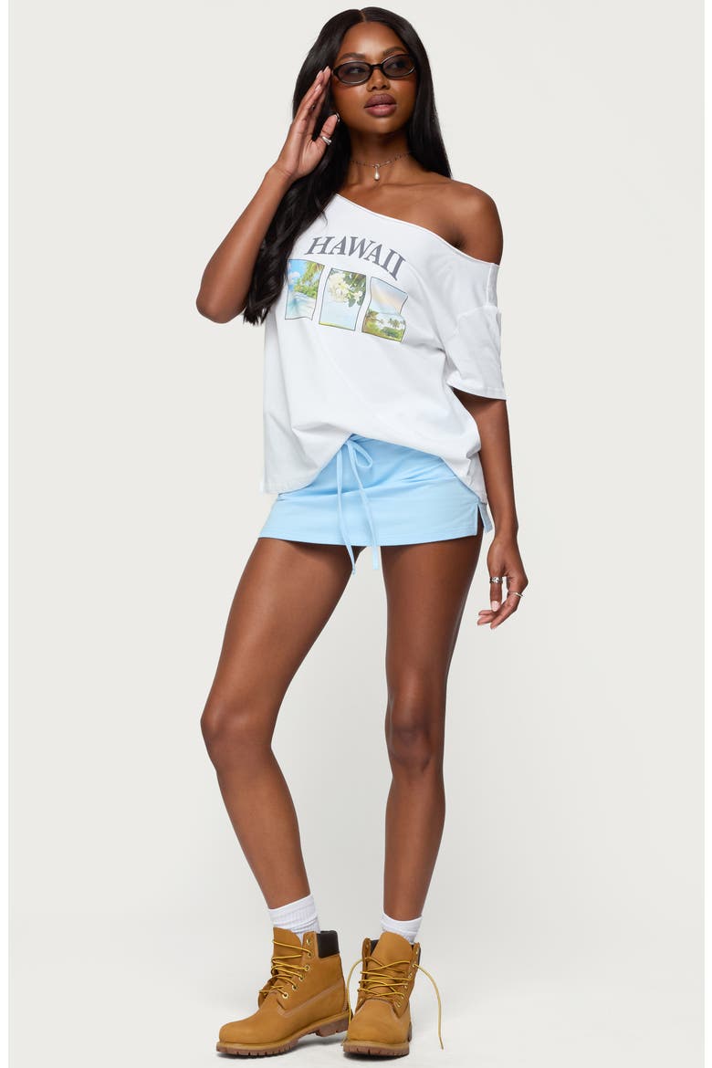 Hawaiian Babe Off the Shoulder Cotton Graphic T-Shirt, Alternate, color, WHITE