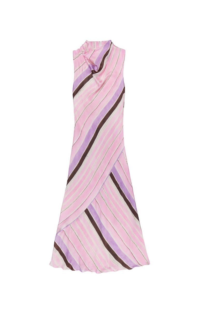 Ro&Zo Phoebe Stripe Cowl Neck Satin Dress, Alternate, color, Pink