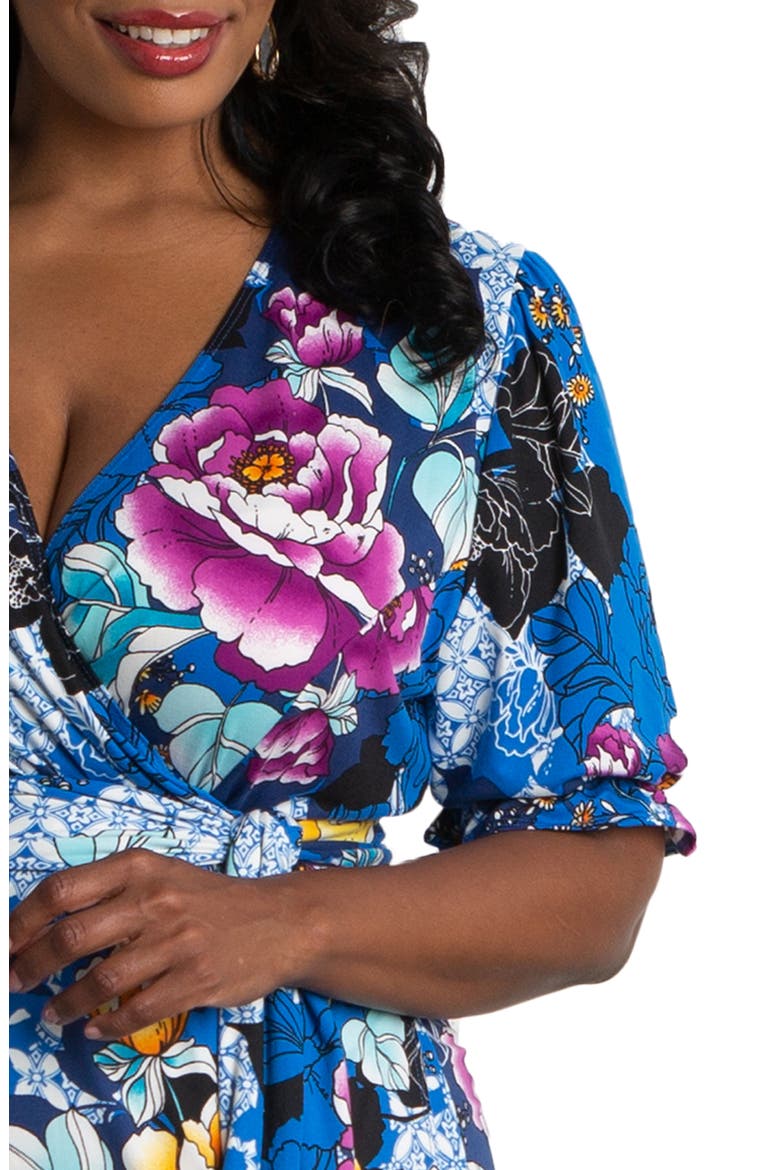 Tuscan Floral Wrap Dress, Alternate, color, VIBRANT GARDEN PRINT