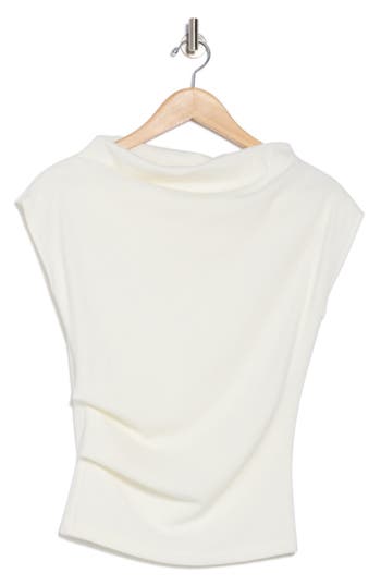 Renee C Cowl Neck Rib Knit Top In Ivory