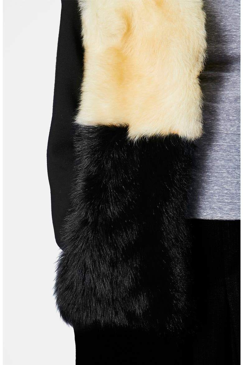 Split Seam Genuine Shearling Coat, Alternate, color, BLACK MULTI