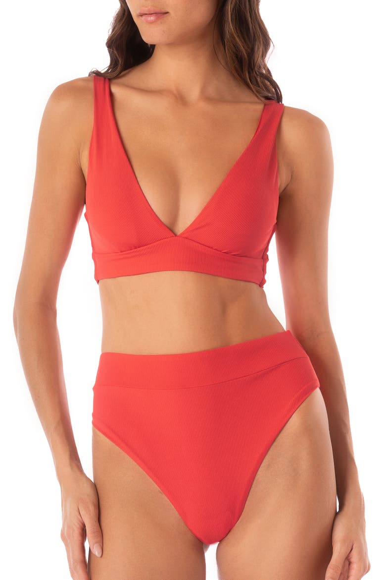 Suzy Q Reversible High Rise Bikini Bottoms, Alternate, color, RED