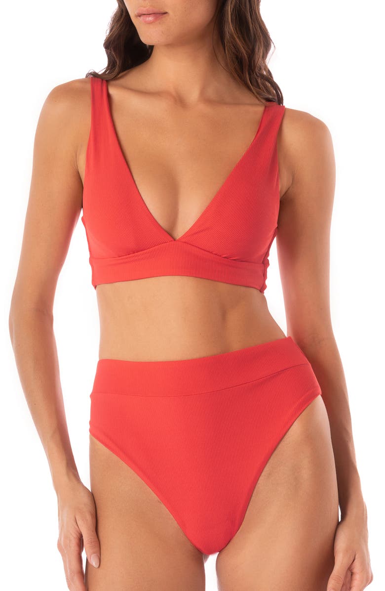 Maaji Suzy Q Reversible High Rise Bikini Bottoms, Alternate, color, Red