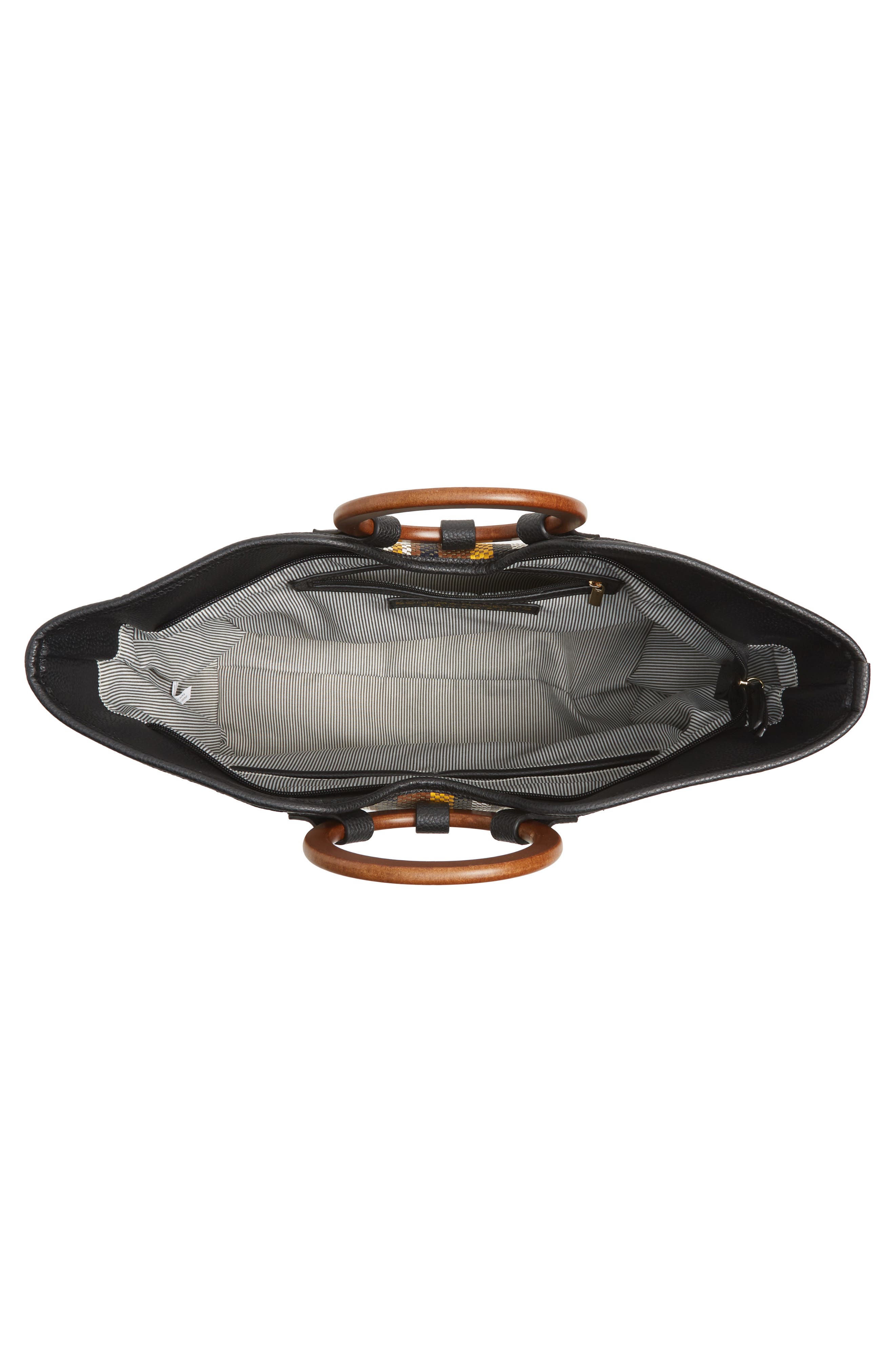 Sondra Roberts Stripe Woven Wood Handle Tote, Alternate, color, 