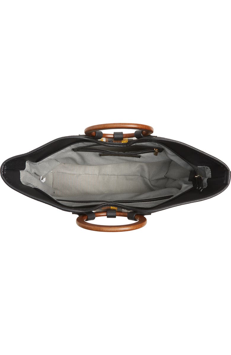 Sondra Roberts Stripe Woven Wood Handle Tote, Alternate, color,