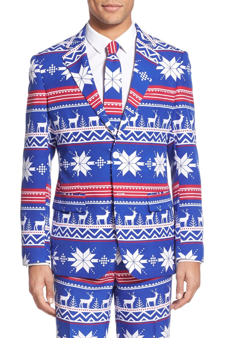 'Rudolph' Holiday Suit & Tie, Alternate, color, BLUE