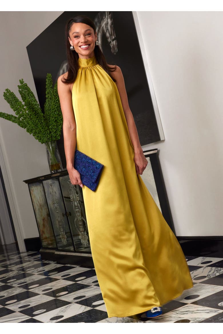 Rory Satin Gown, Alternate, color, Golden Olive