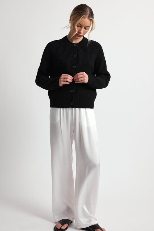 Almina Concept Button Up Wool Cropped Cardigan In Black