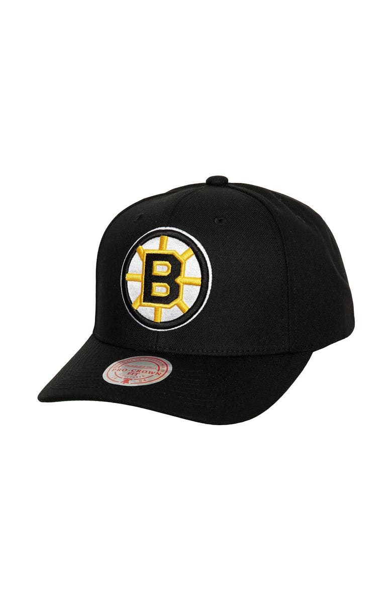 Mitchell & Ness Men's Mitchell & Ness Black Boston Bruins Team Ground Pro Adjustable Hat, Main, color, Black