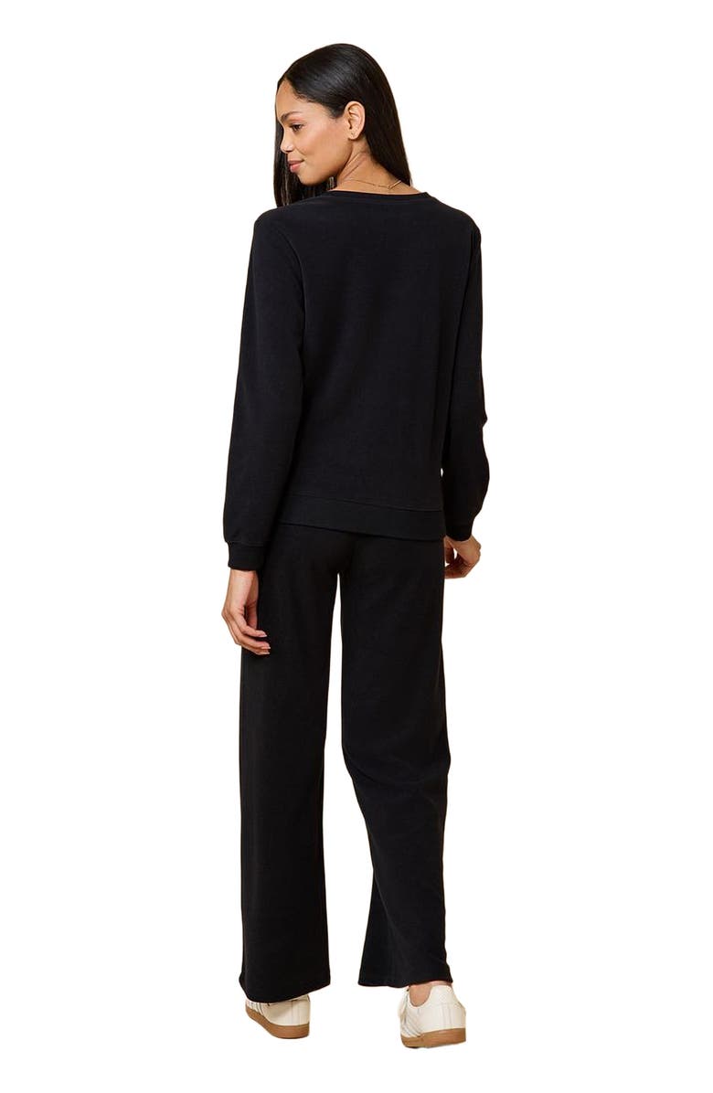 Softies Vintage Velvet V-Neck with Wide Leg Pant, Alternate, color, Black