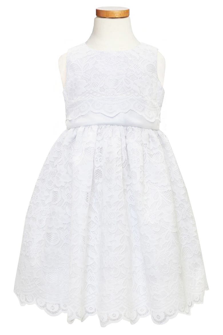 Scallop Lace Dress, Main, color, WHITE
