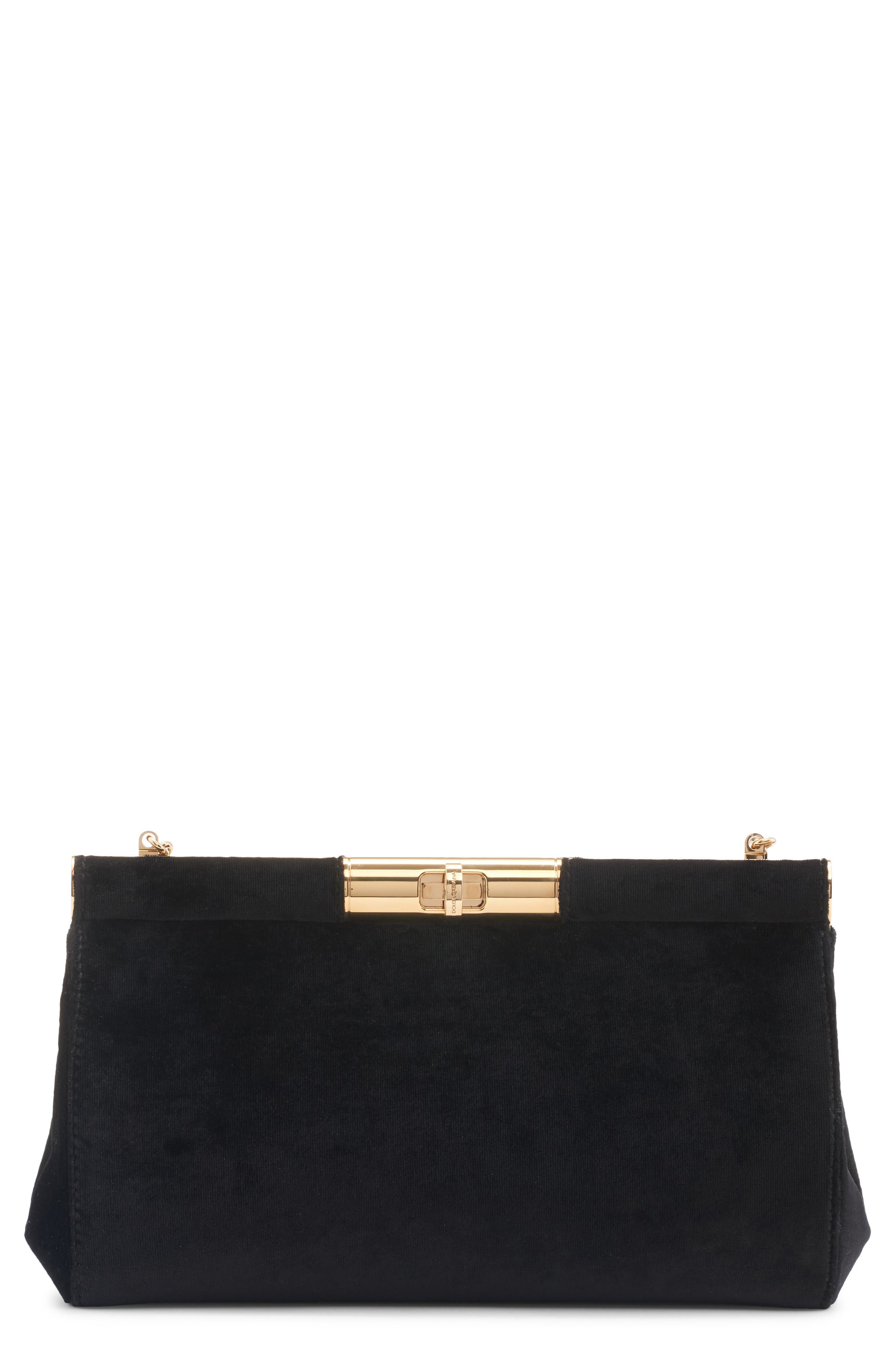 Dolce&Gabbana Medium Marlene Velvet Shoulder Bag, Main, color, 80999 Nero