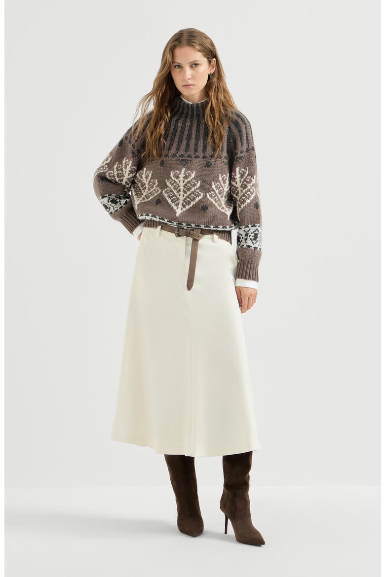 Cashmere and mohair nordic heritage high-neck sweater, Alternate, color, Light Brown