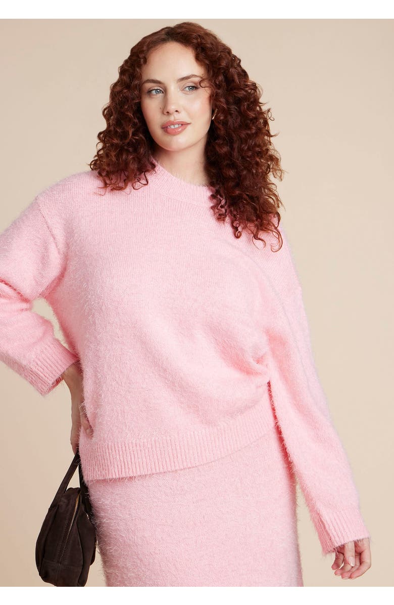 ELOQUII Fuzzy Sweater, Main, color, Romance Rose