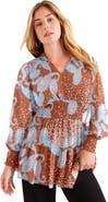 June + Vie Smocked Georgette Tunic