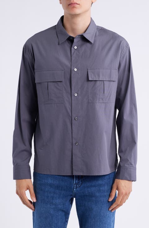 Patch Pocket Cotton Button-Up Shirt