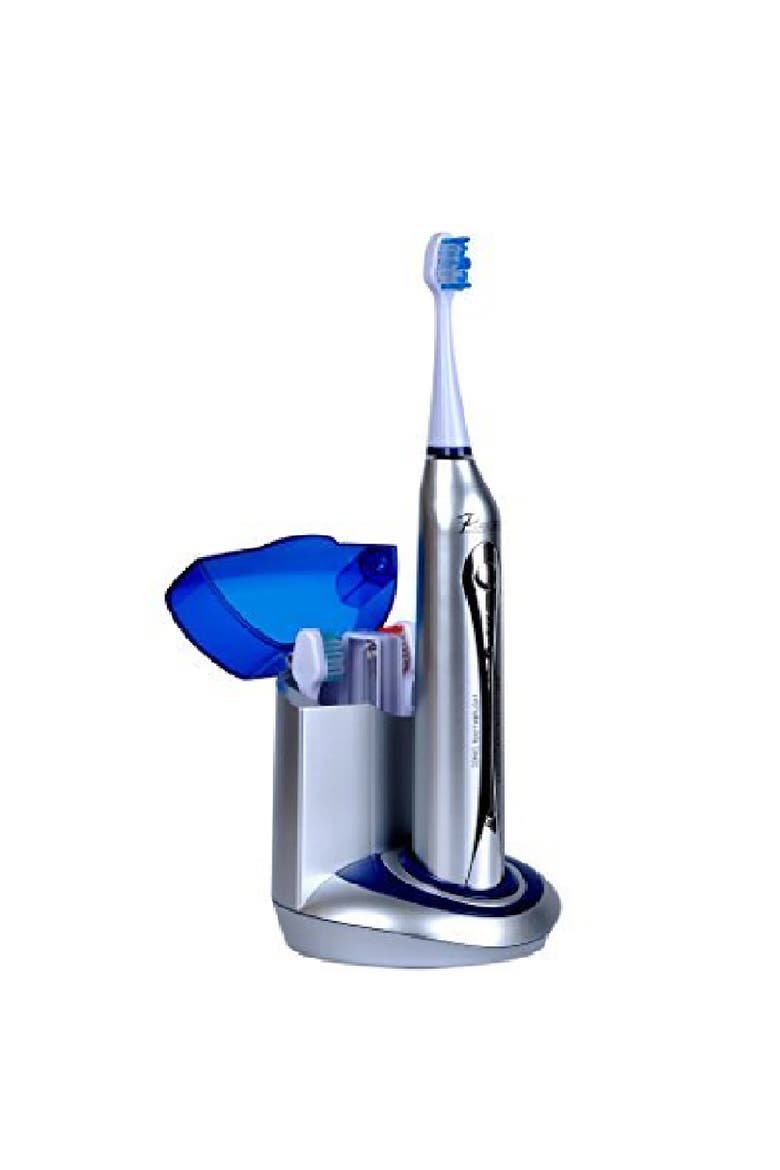 Deluxe Plus Sonic Rechargeable Toothbrush with Built In UV sanitizer, Main, color, SILVER