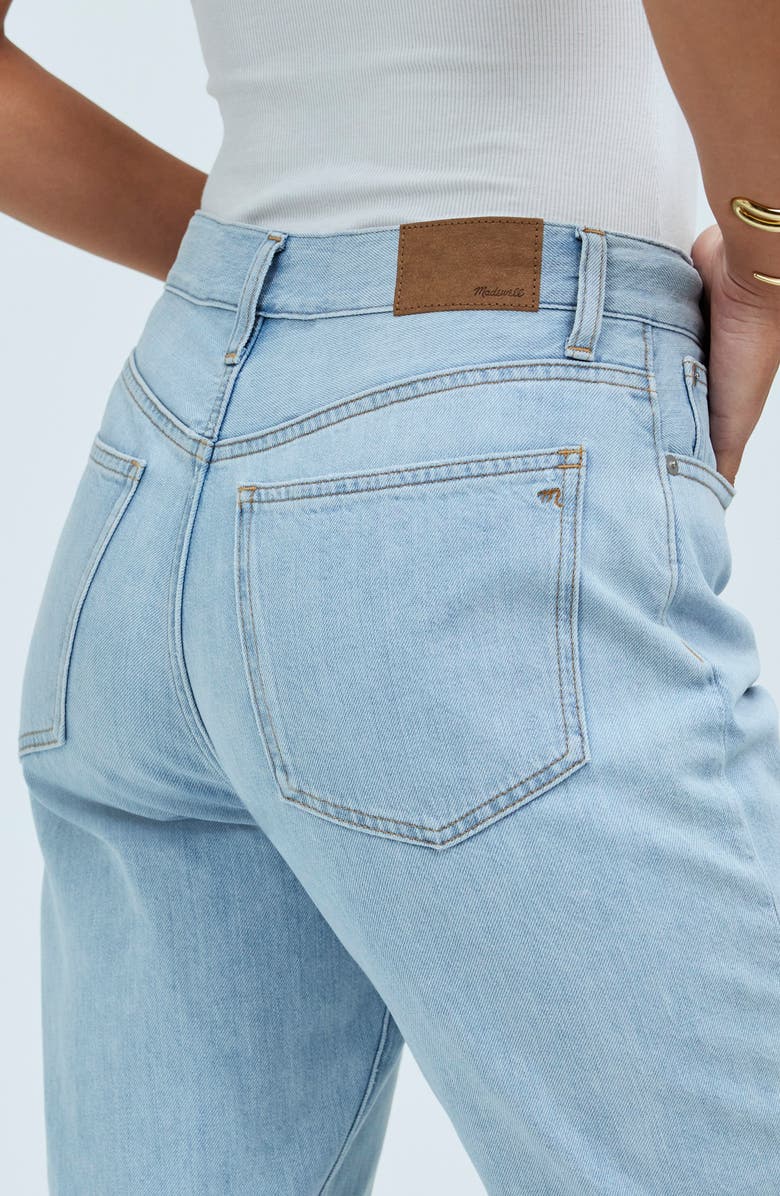Madewell The Perfect Summer '90s Ripped High Waist Crop Straight Leg Jeans, Alternate, color,