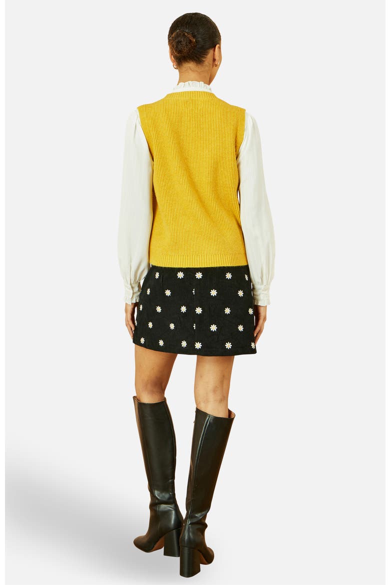 Cable Knit Sleeveless Jumper, Alternate, color, Mustard