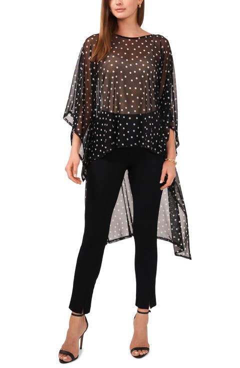 Long Overlay Sheer Mesh Cape