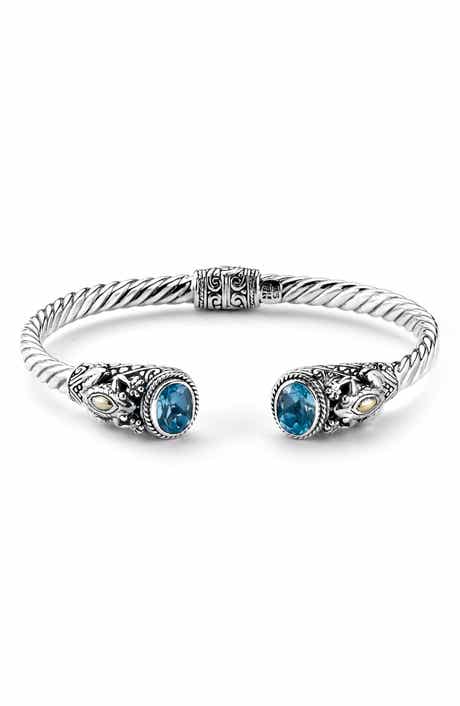 SAMUEL B. Semiprecious Stone Textured Frog Bangle Bracelet