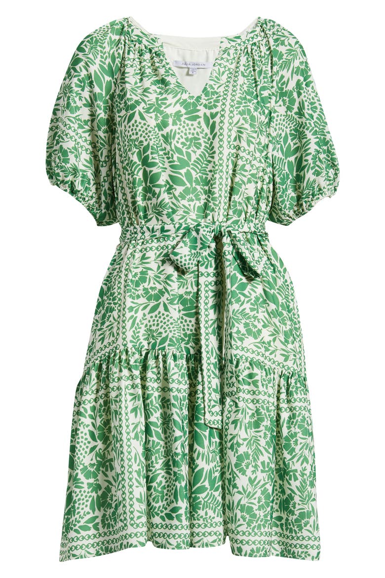 Floral Puff Sleeve Minidress, Alternate, color, GREEN MULTI