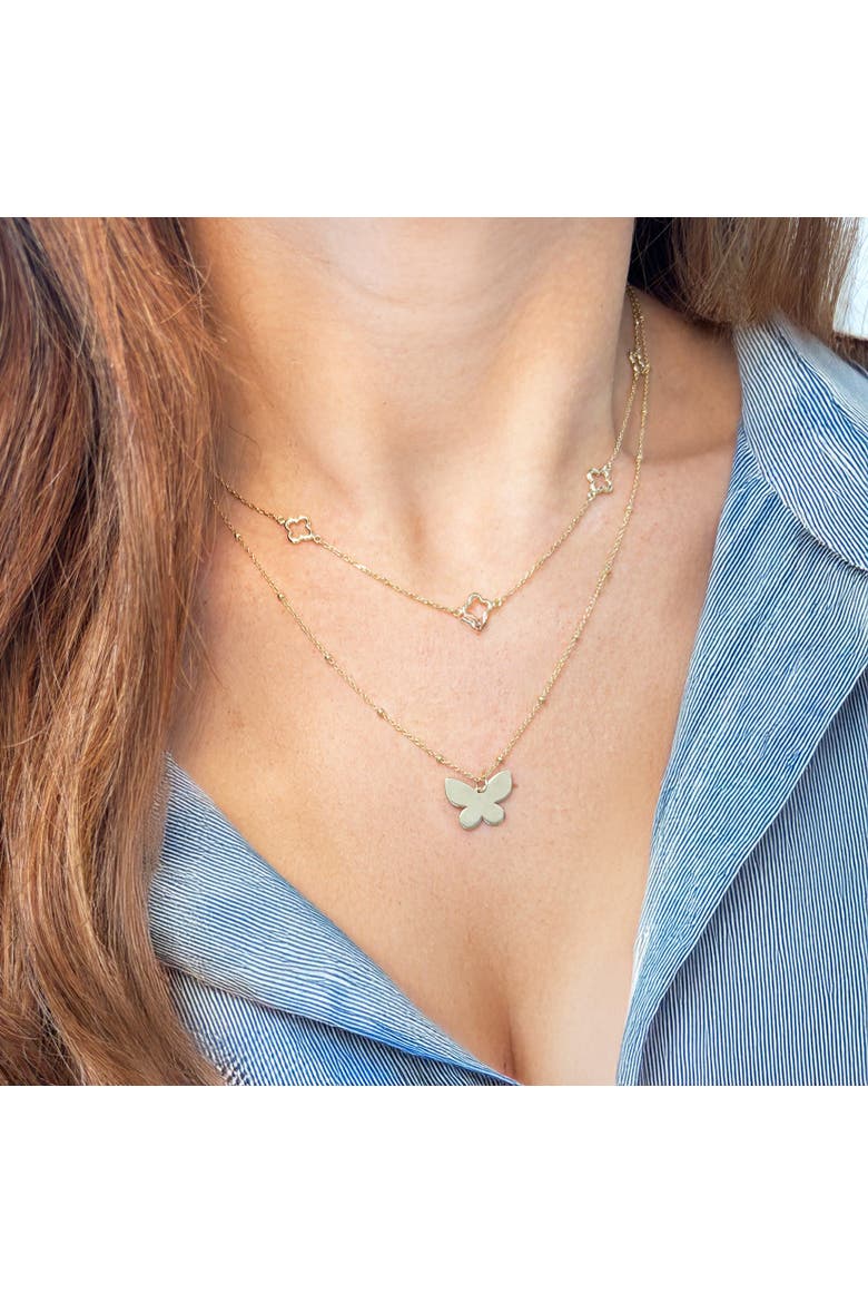Gold Single Butterfly Bead Necklace, Alternate, color, Yellow Gold