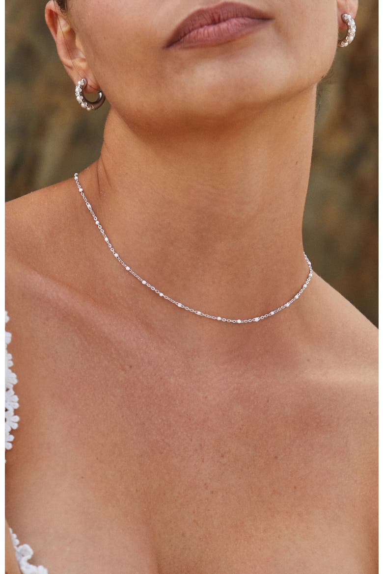 White Beaded Choker, Alternate, color, Silver