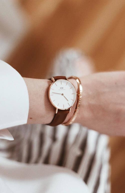Daniel Wellington Classic Petite Leather Strap Watch, 32mm In Multi