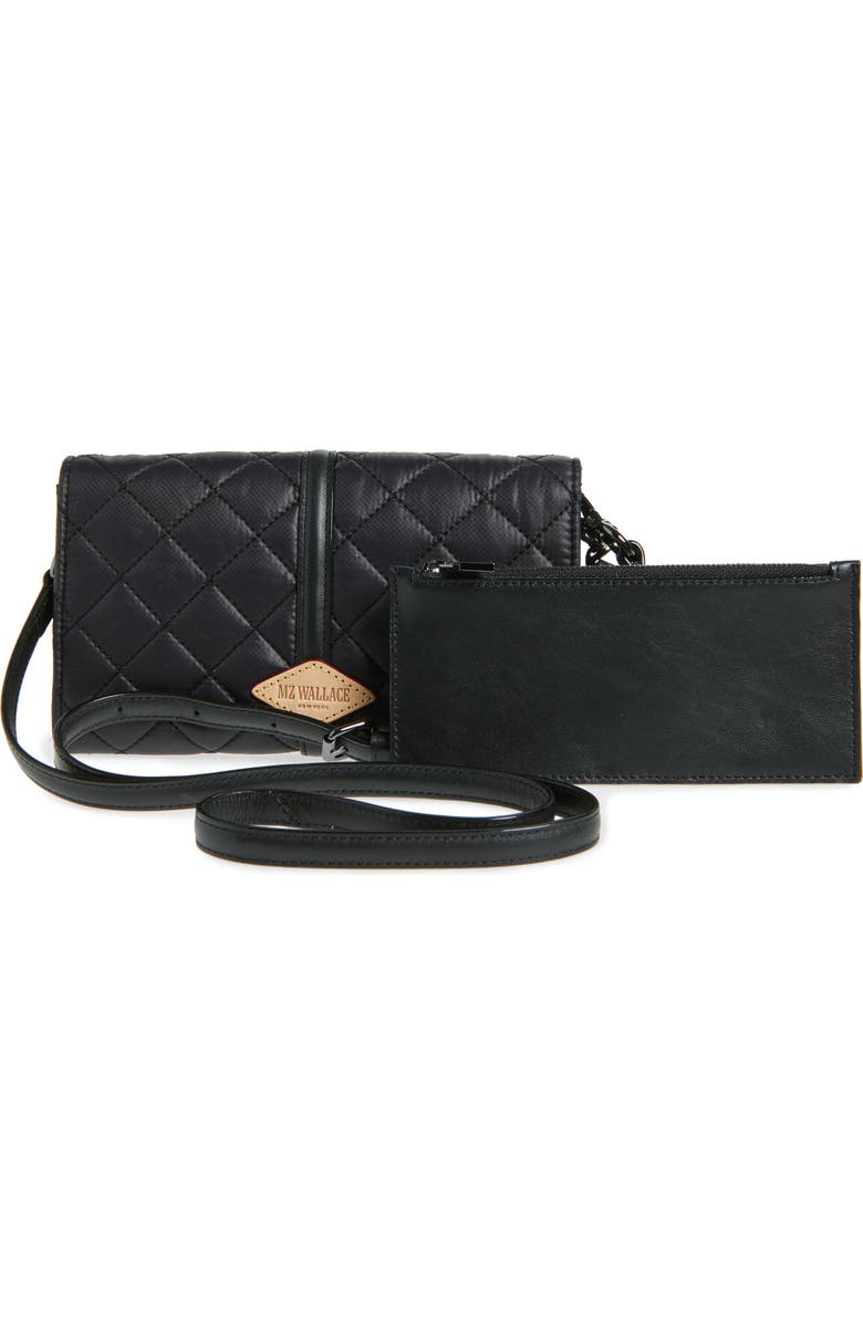 MZ Wallace Astor Diamond Quilted Nylon Convertible Crossbody Bag, Alternate, color, Black