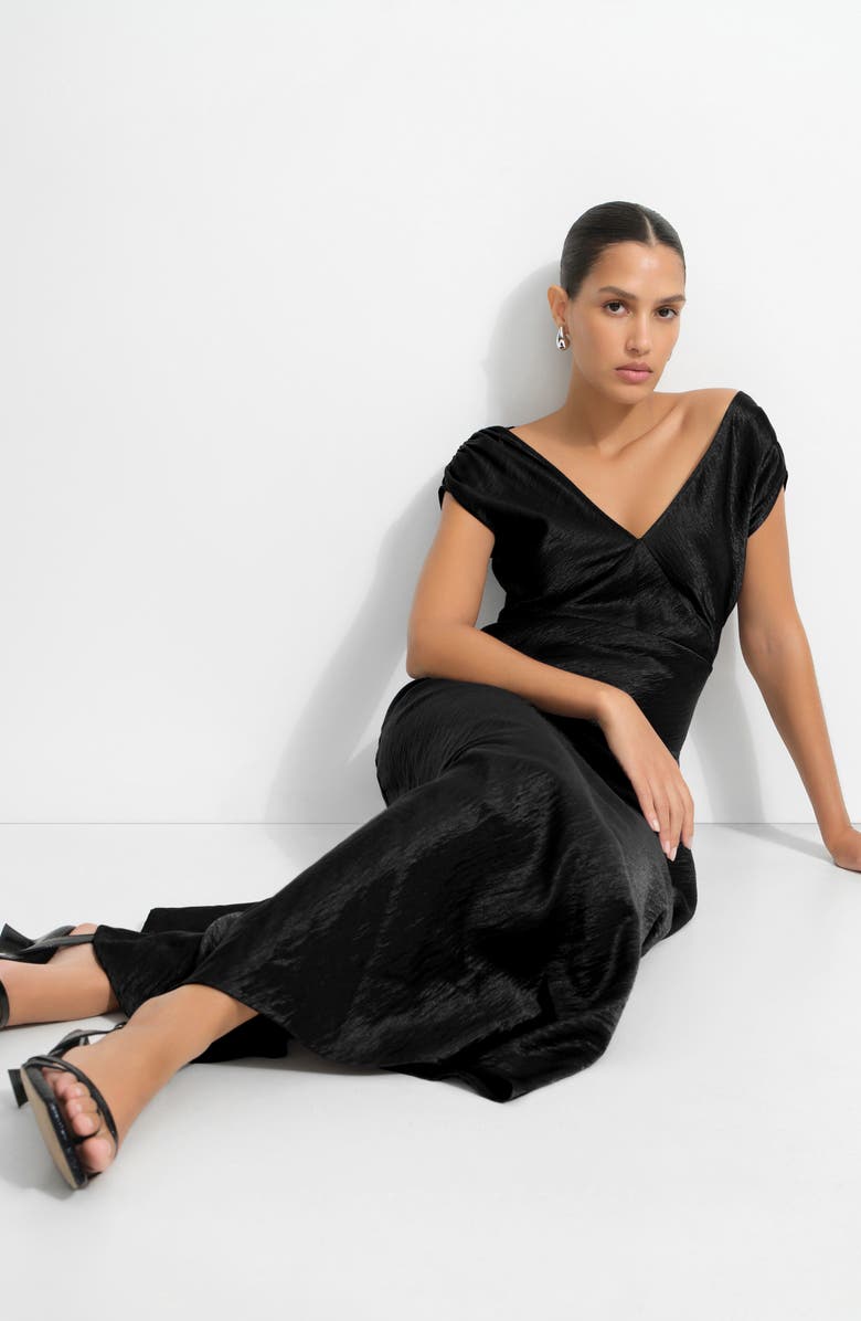 Marcella Shiloh Satin Dress, Alternate, color, Black