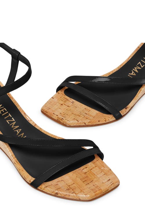 Stuart Weitzman Oasis Patent Ankle-strap Wedge Sandals In Black