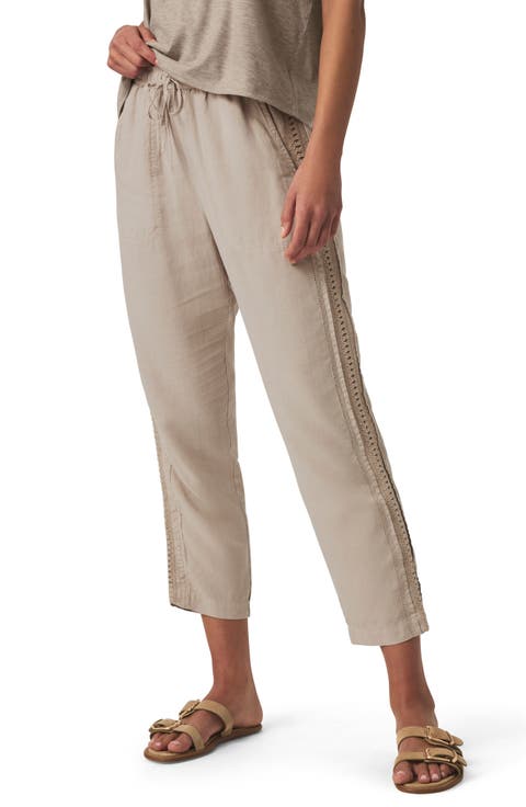Angie Straight Leg Linen Blend Drawstring Pants