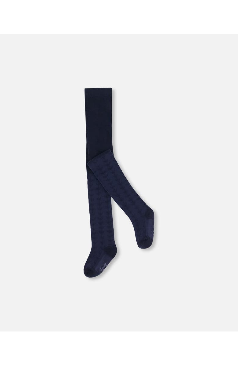 Deux par Deux Baby Girl's Tonal Jacquard Tights Black, Main, color, 